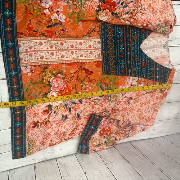 New John Mark Embroidered V-Neck 3/4 Sleeve Tunic Boho Western Top 2X Bird Print - Picture 16 of 16